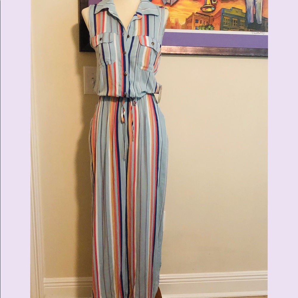 🌈NWT STRIPED WIDE LEG JUMPSUIT SZ SMALL🌈